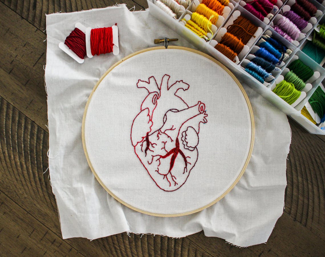 Heart Design Of Handmade Embroidery